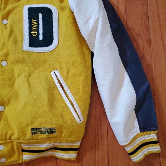 Zara dnwr Men’s Small Varsity Bomber Jacket Patches Green Letterman Embroidered - Picture 7 of 13